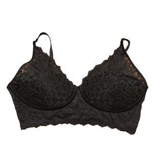 Maidenform Pure Comfort Lightly Lined Convertible Black Lace Bralette 38D